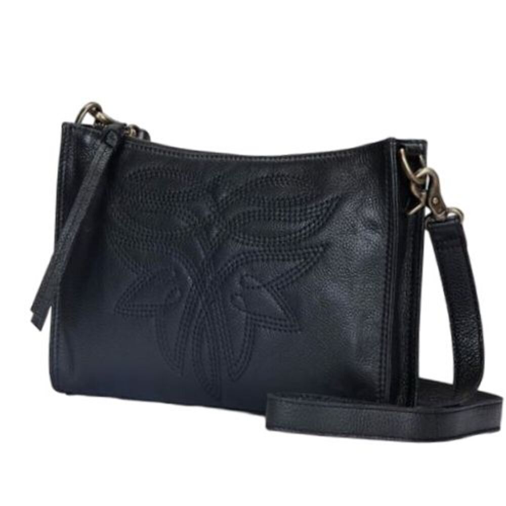 FRYE Charlene Embroidered Crossbody Bag‎ In Black NWT
